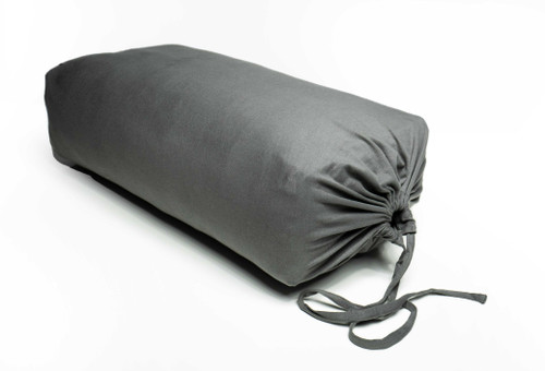 Deluxe Large Rectangular Yoga Bolster (24"L x 6"H x 12"W) - Charcoal w/Cinch Cover